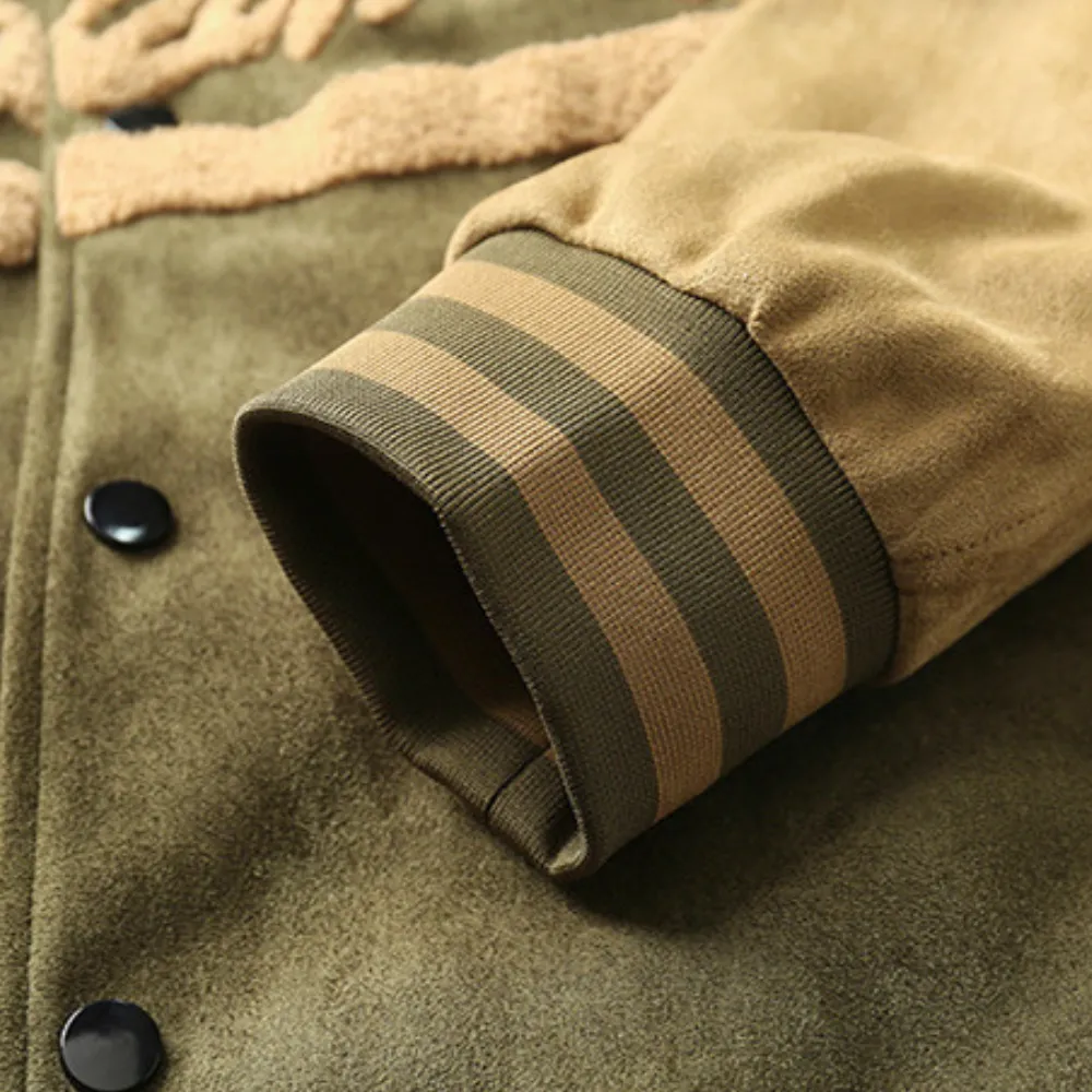 “Deerskin Velvet Baseball Jacket” Jacket