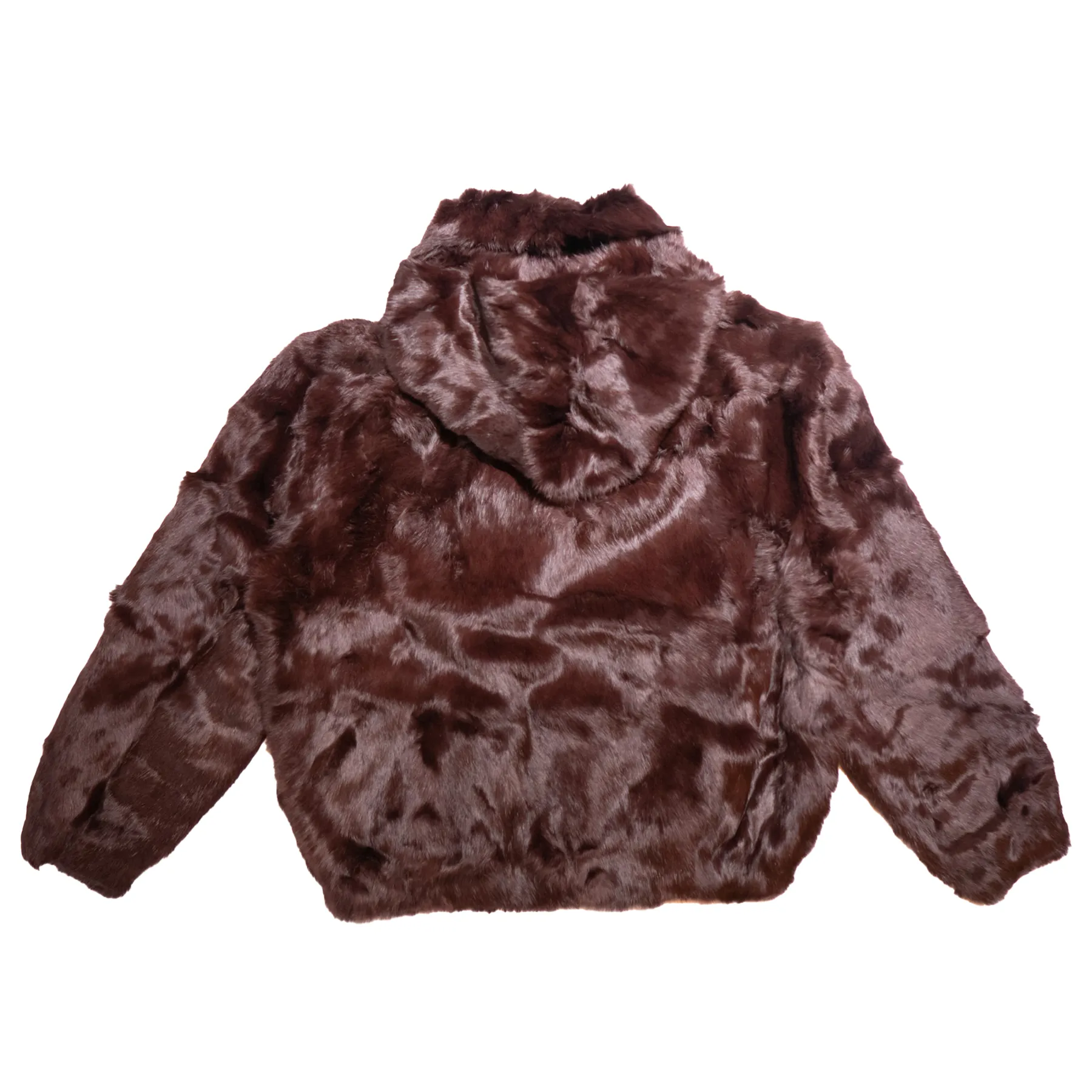 Kashani Men's Dark Brown Rabbit Fur Hooded Bomber Jacket