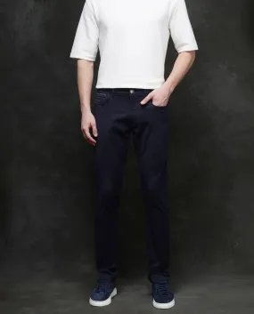 Rare Rabbit Men Corvo Navy Cotton Polyester Fabric Slim Fit Plain Denim Pant