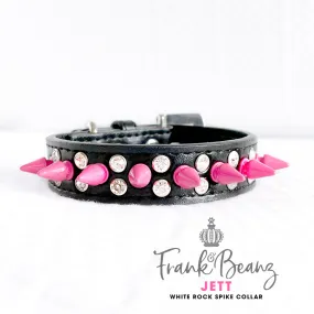 Rockie Punk'd Out Spiked Diamon Dog Collar Black Vegan Leather