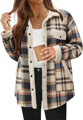 Women's Cozy Plaid Fleece Jacket